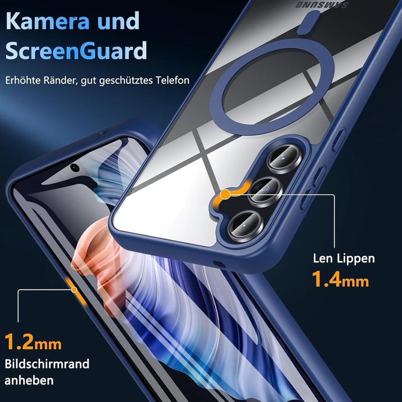 Grabist Phone Case For Samsung Galaxy A16 4G /A16 5G, Crystal Clear Case Not Yellowing, Compatible with MagSafe, Shockproof Transparent Back Cover with Colored Frame (Navy Blue) - Image 4