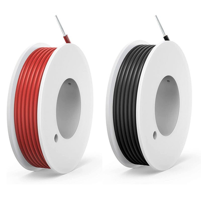 مجموعة أسلاك صلبة من 24Awg 0.2M² للتوصيلات الكهربائية، كابل نحاسي مطلي بالقصدير، لونان، كل لون بطول 30 قدمًا، للتثبيت على لوحة النماذج الأولية، مشاريع DIY.