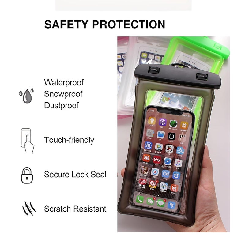 UDKI Underwater Mobile Pouch - Waterproof Phone Case IPX8 Universal Dry Bag Protector from Rain for iPhone 15, 14, 13, 12, 11 Pro Max, Galaxy S23 S22 S21, Size Up to 7"- Clear Plastic with Neck Strap - Image 3