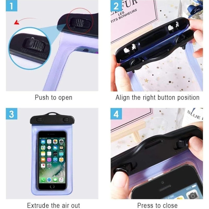 UDKI Underwater Mobile Pouch - Waterproof Phone Case IPX8 Universal Dry Bag Protector from Rain for iPhone 15, 14, 13, 12, 11 Pro Max, Galaxy S23 S22 S21, Size Up to 7"- Clear Plastic with Neck Strap - Image 5