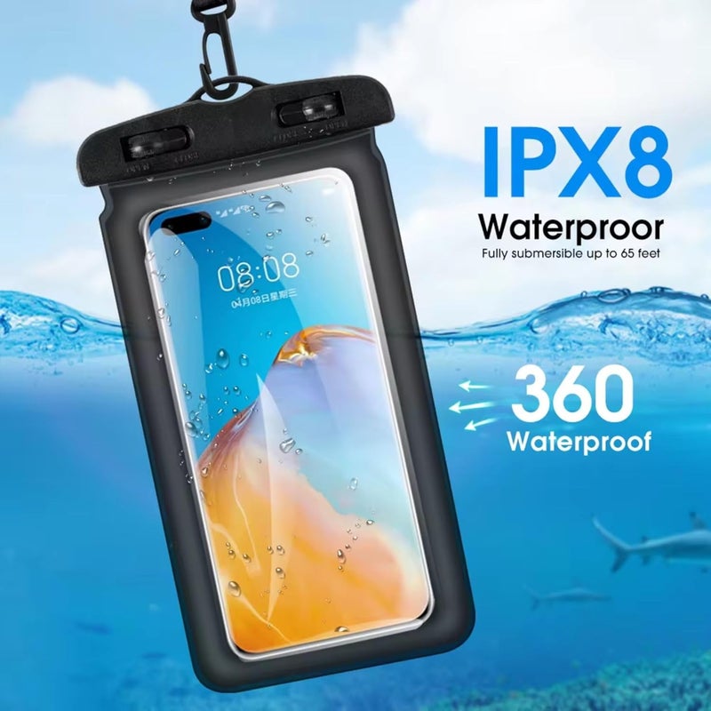 UDKI Underwater Mobile Pouch - Waterproof Phone Case IPX8 Universal Dry Bag Protector from Rain for iPhone 15, 14, 13, 12, 11 Pro Max, Galaxy S23 S22 S21, Size Up to 7"- Clear Plastic with Neck Strap - Image 2