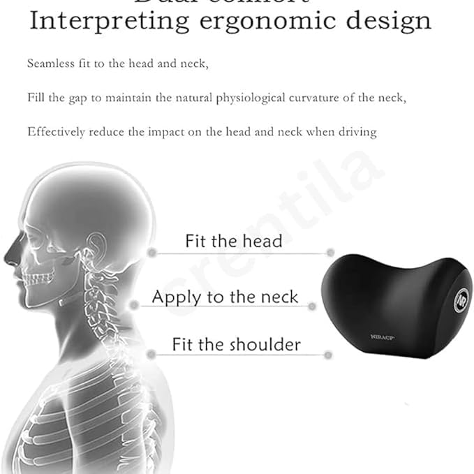 CREWLA Car Neck and Back Cushion Lumbar Support Pillow for Office Chair and Car SeatSoftness Memory Foam Comfortable Ergonomic Design for Neck and Back Rest Pillow Brown - Image 4
