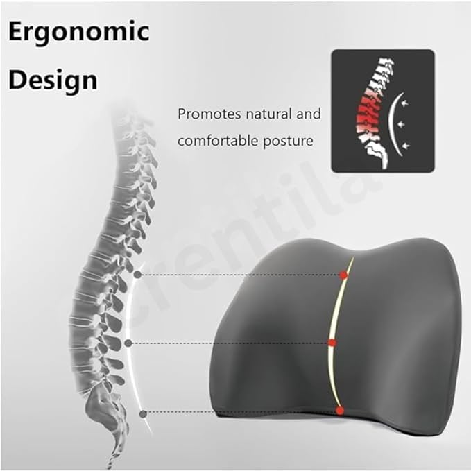 CREWLA Car Neck and Back Cushion Lumbar Support Pillow for Office Chair and Car SeatSoftness Memory Foam Comfortable Ergonomic Design for Neck and Back Rest Pillow Brown - Image 2