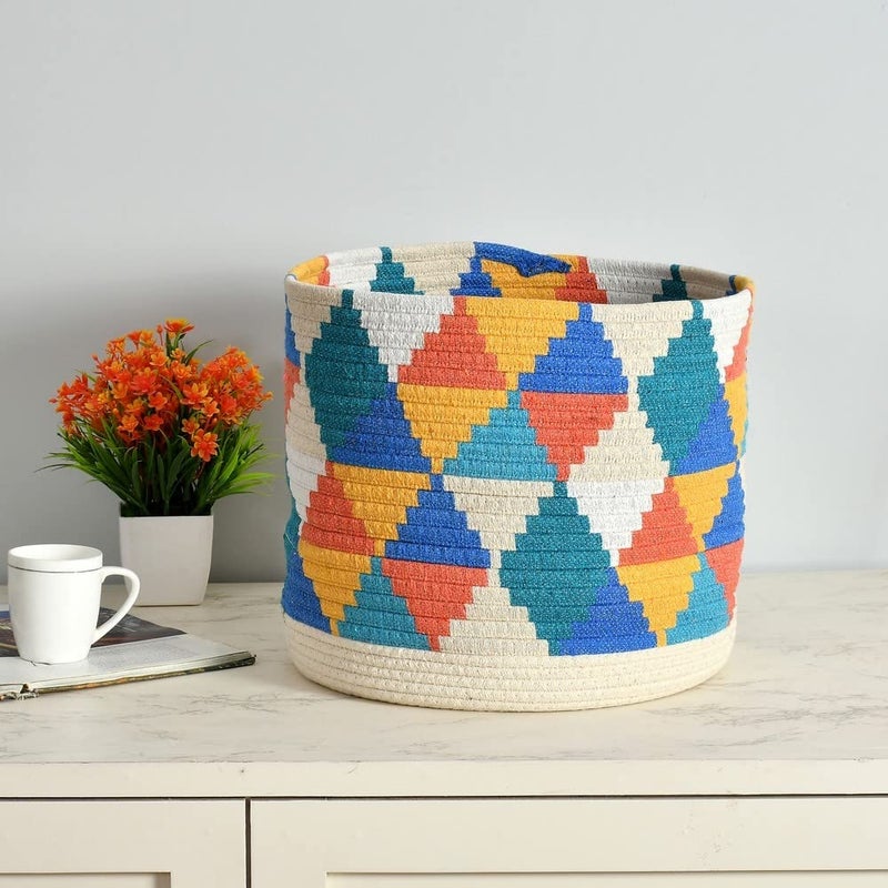 pepme Polyjute multicolor triangle round basket 12x12  - Image 1