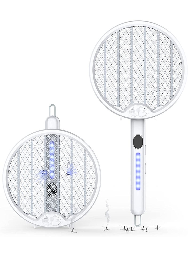 ZONEY ZONEY Electric Fly Swatter, Fold Mosquito Zapper Handheld Mosquito Zapper Killer 3000 Volt Insect Fly Trap, Indoor and Outdoor Pest Control Large Size with 3 Layer Mesh  - Image 1