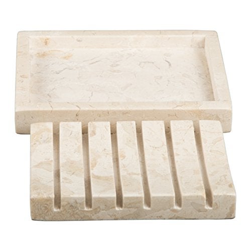 Creative Home Natural Champagne Marble Soap Dish – Handcrafted & Polished Luxury Soap Tray for Bathroom, Kitchen, and Sink Countertops, Elegant Design Used in 5-Star Hotels (5.2” L x 4” W, Beige Natural Stone) - Image 5