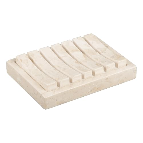 Creative Home Natural Champagne Marble Soap Dish – Handcrafted & Polished Luxury Soap Tray for Bathroom, Kitchen, and Sink Countertops, Elegant Design Used in 5-Star Hotels (5.2” L x 4” W, Beige Natural Stone) - Image 1