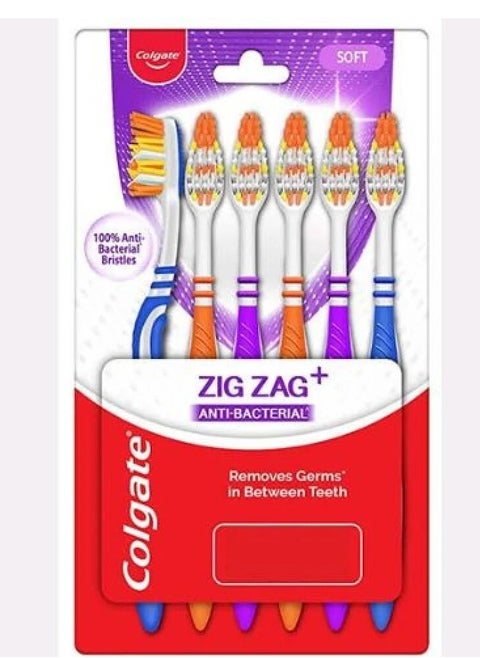 Colgate ZigZag Antibacterial Soft Toothbrush 6pcs