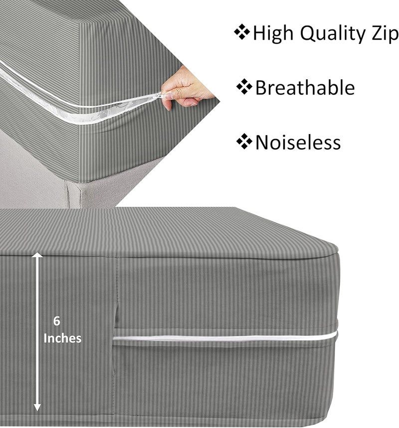 BSB HOME ® Premium Cotton Mattress Cover/Protector with Zipper Chain| Available in Provides All Around Protection with 360° Encasing |72"x36" (6x3 ft) - Pack of 1 - Grey - Image 3