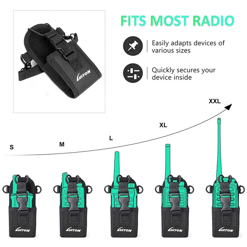 LUITON Radio Holder Walkie Talkie Pouch Molle Radio Pouch BaoFeng Radio Holster Strap Radio Case for Duty Belt Compatible with BaoFeng UV5R 888S F8HP Kenwood Icom HYT Arcshell Retevis H777 (1 Pack) - Image 3