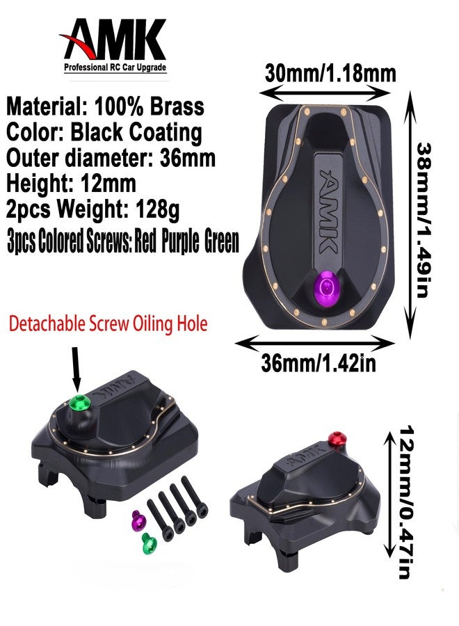 AMK TRX4 Brass Differential Cover, TRX4 Portal Axle Housing Brass Diff Cover with Oiling Hole, Front and Rear Axle Housing Covers for 1/10 RC Crawler Car TRX4 Upgrade Parts - Image 4