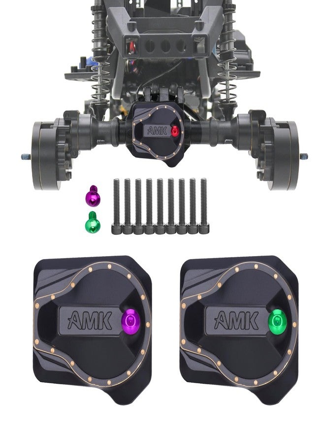 AMK TRX4 Brass Differential Cover, TRX4 Portal Axle Housing Brass Diff Cover with Oiling Hole, Front and Rear Axle Housing Covers for 1/10 RC Crawler Car TRX4 Upgrade Parts - Image 1