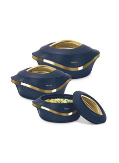 Pearl Inner Stainless Steel Jr. Set of 3 (455 ml, 860 ml, 1270 ml), Blue | BPA Free | Food Grade | Easy to Carry | Easy to Store | Chapati | Roti | Curd Maker