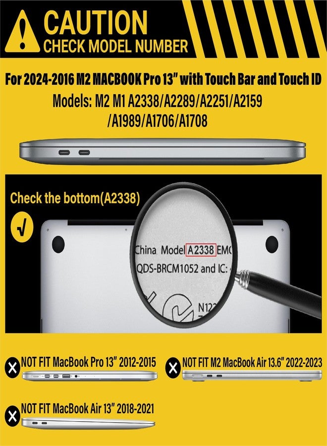 IBENZER Heavy Duty Case for 2024 2023 2022 M2 M1 MacBook Pro 13 inch A2338 A2289 A2251 A2159 A1989 with Screen Film&Keyboard Cover, Hexpact Case for 2024-2016 Mac Pro 13, Black, HPE-T13BK+2 - Image 2