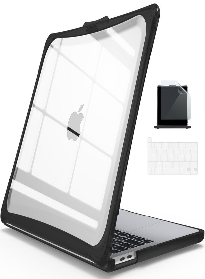 IBENZER Heavy Duty Case for 2024 2023 2022 M2 M1 MacBook Pro 13 inch A2338 A2289 A2251 A2159 A1989 with Screen Film&Keyboard Cover, Hexpact Case for 2024-2016 Mac Pro 13, Black, HPE-T13BK+2 - Image 1