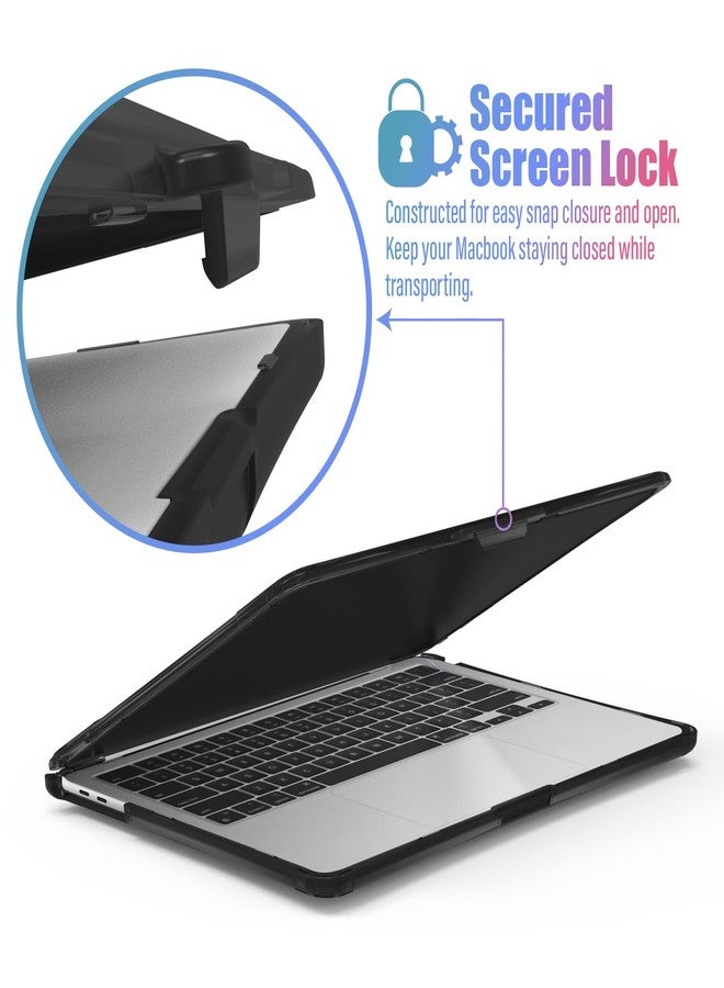 IBENZER Heavy Duty Case for 2024 2023 2022 M2 M1 MacBook Pro 13 inch A2338 A2289 A2251 A2159 A1989 with Screen Film&Keyboard Cover, Hexpact Case for 2024-2016 Mac Pro 13, Black, HPE-T13BK+2 - Image 4