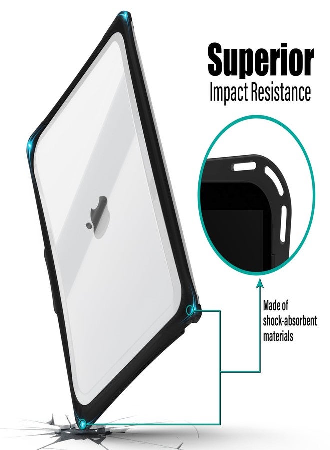 IBENZER Heavy Duty Case for 2024 2023 2022 M2 M1 MacBook Pro 13 inch A2338 A2289 A2251 A2159 A1989 with Screen Film&Keyboard Cover, Hexpact Case for 2024-2016 Mac Pro 13, Black, HPE-T13BK+2 - Image 3