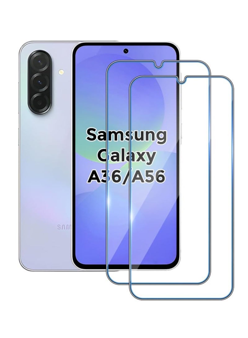 LEDIN Samsung Galaxy A36 / A56 Screen Protector Tempered Glass Cover, Case Friendly Transparent Guard, Bubble Free Easy Installation Screen Protector for Galaxy A36 / A56 (2 Pack) (CLEAR) - Image 1