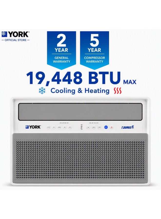 YORK Taurus Inverter Window Air Conditioner 19,448 BTU Max (~1.6 Ton) Cooling and Heating with Wi-Fi Smart Control | 2-Year General Warranty & 5-Year Compressor Warranty | YWLF20ZT2GTUJG-R3 - Image 1