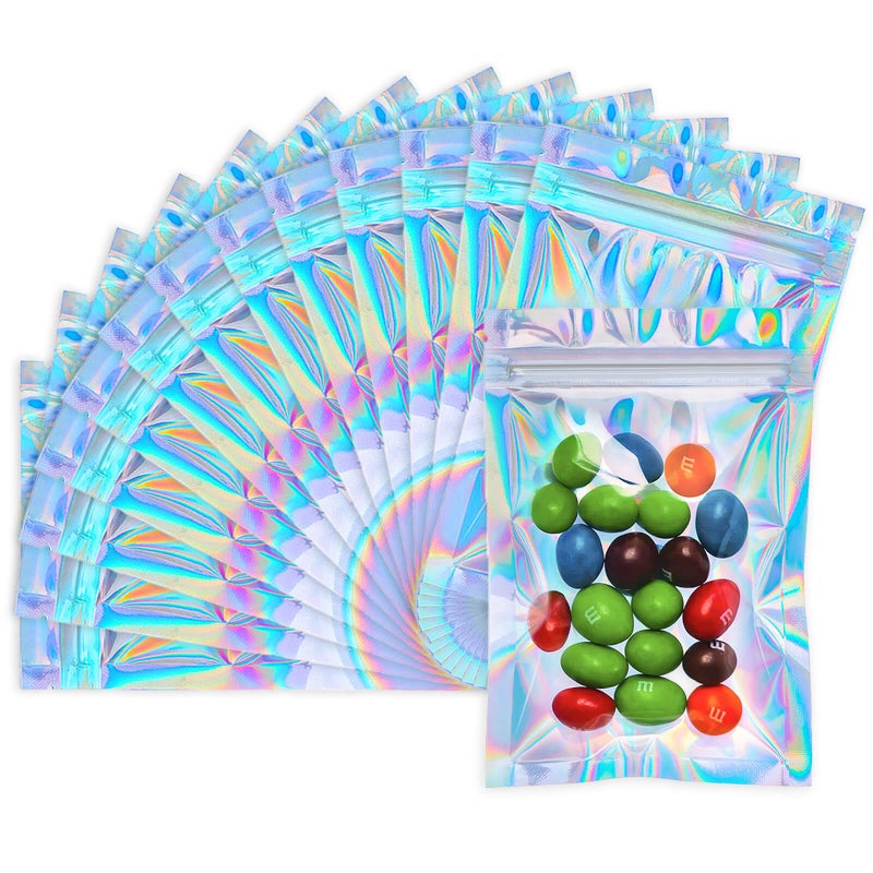 Cherodada Smell Proof Bags 4x6 inch Resealable Holographic Bags for Food Storage Candy  Jewelry Packaging 100 Pack