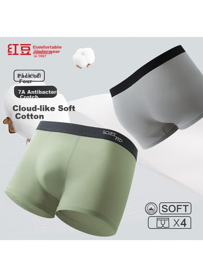Hongdou Men's Pure Cotton Antibacterial Cotton Ammonia Elastic Breathable Boxer Briefs 4-pack - Image 4