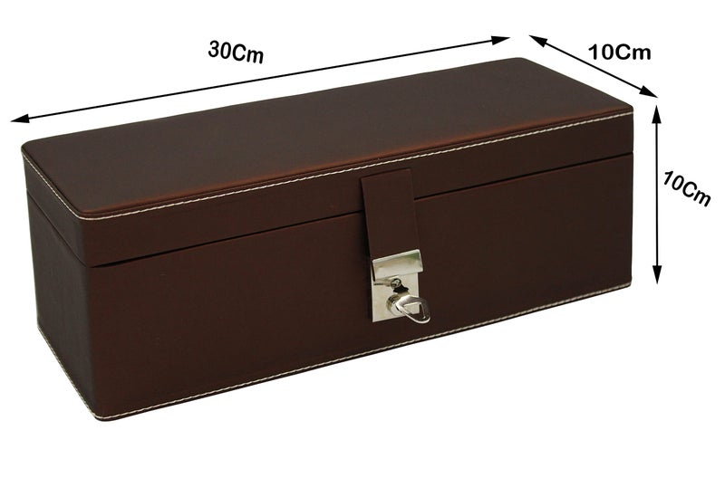 atorakushon Pu Leather Jewelry Organizer Locker Box Set for Women and Girls for Necklaces Earring Ring Chains and Bangle with 2 Tray Travel Storage (Brown) - Image 4