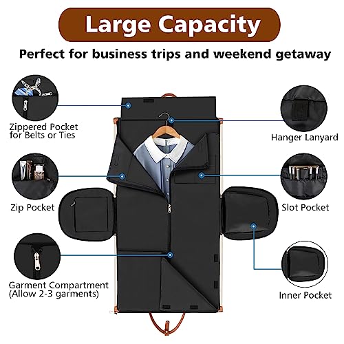 TIBES Convertible Garment Duffle Bags for Travel - Carry On Garment Bags With Toiletry Bag, Large Weekender Bags for Women Men 2 in 1 Hanging Suitcase Suit Travel Duffel (Off White) - Image 3