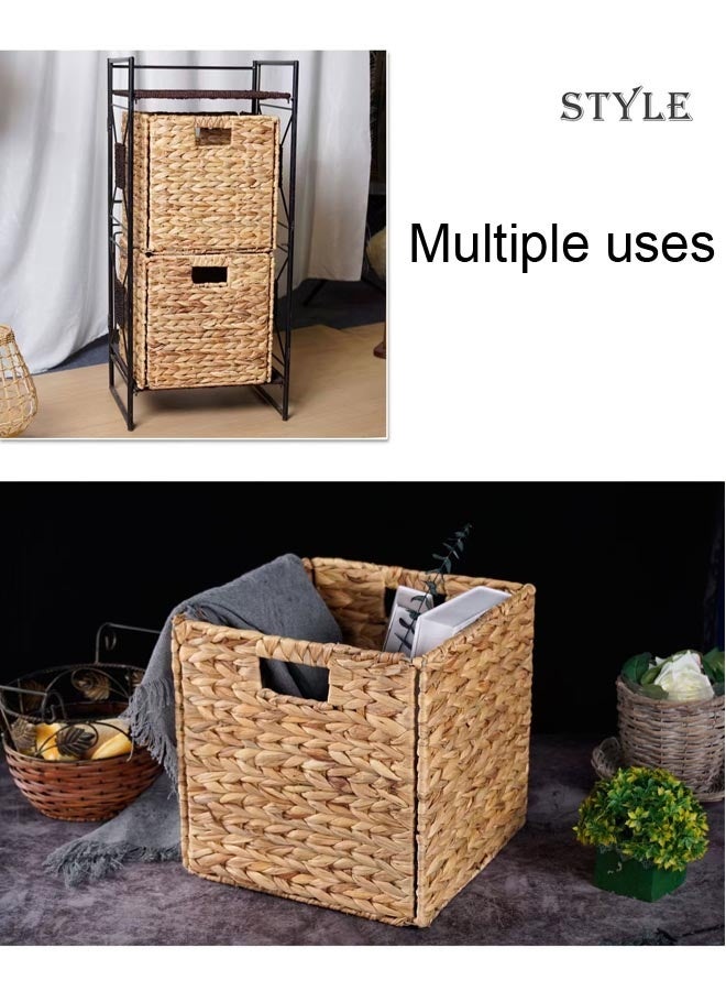 Hand-woven foldable storage basket for home storage and decoration Beige 30CM*30CM*30CM  - Image 5