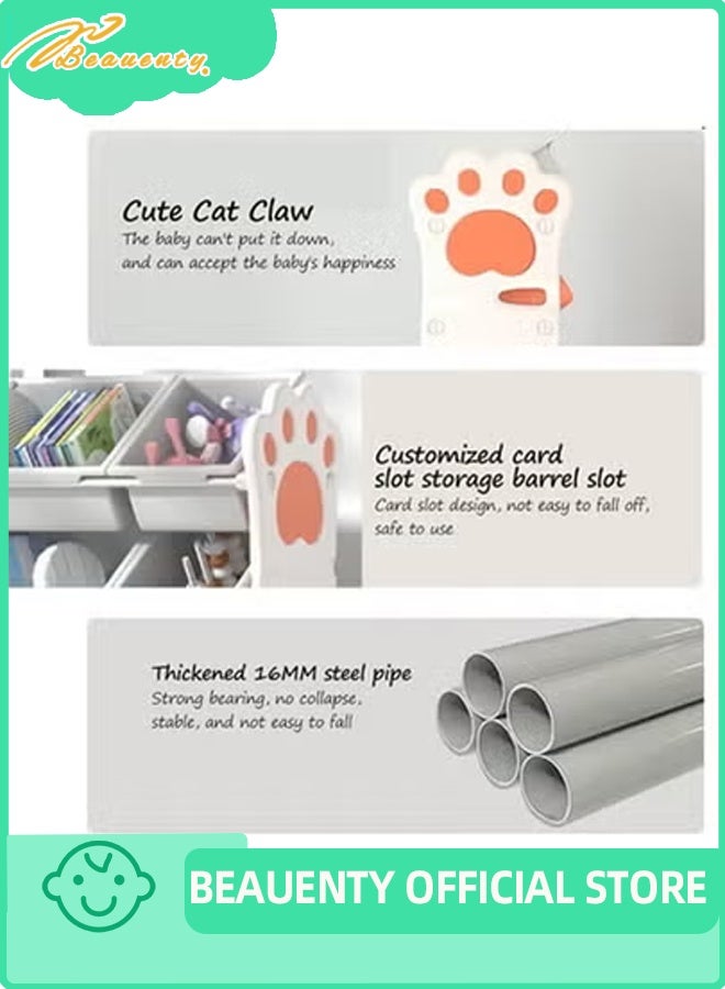 Beauenty Multi-Bin Kids Toys Organizer, Large Capacity Toy Organizer Rack 3 Tiers Shlef with 9 Storage Bins for Toys and Books Storage - Image 2