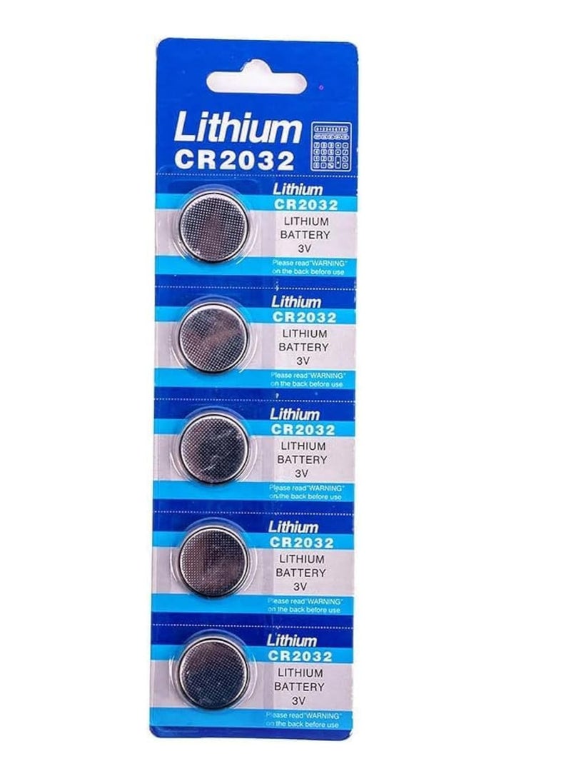 Generic CR2032 Lithium Battery - 3 Volts - Pack of 5 Pieces