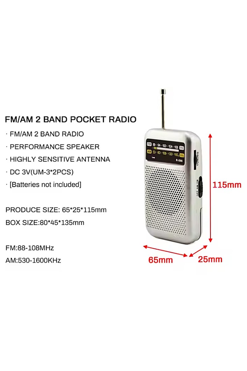 R-598 Portable Pocket Radio - FM/AM Dual Band Radio with Clear Sound - Image 2
