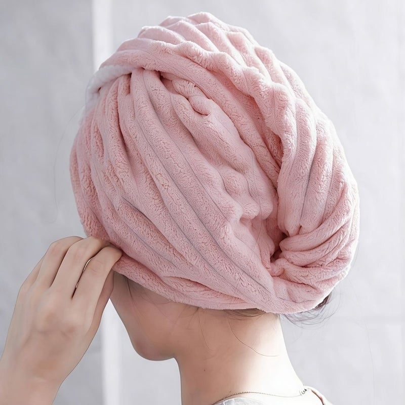 Blue 2 Pack Womens Hair Drying Towel Super Absorbent Quick Dry Head Wrap Cap - Image 1