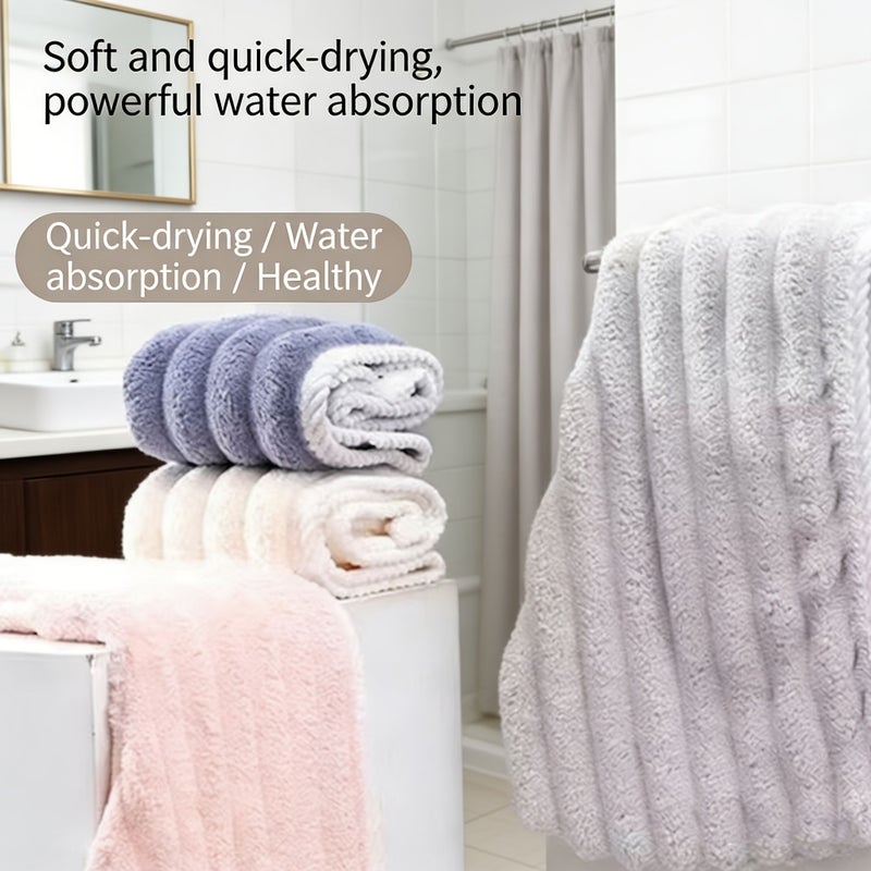 Blue 2 Pack Womens Hair Drying Towel Super Absorbent Quick Dry Head Wrap Cap - Image 2