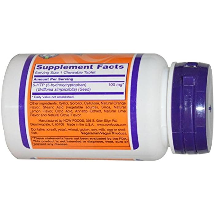 now 5-HTP Chewable Natural Citrus - 100 mg - 90 Chewables - Image 2