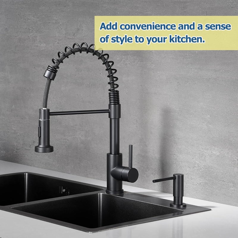 Wardock Soap Dispenser for Kitchen Sink Matte Black, Counterop Sink Soap Dispenser Stainless Steel 17 OZ Bottle Built in Design Refill from The Top, Black - Image 3