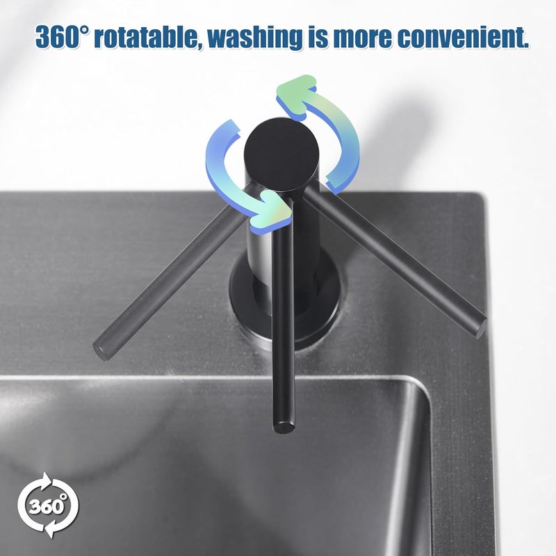 Wardock Soap Dispenser for Kitchen Sink Matte Black, Counterop Sink Soap Dispenser Stainless Steel 17 OZ Bottle Built in Design Refill from The Top, Black - Image 5