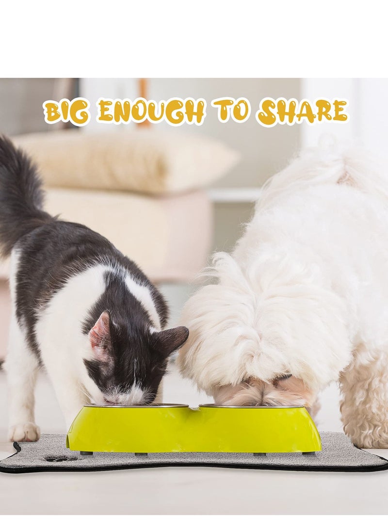 2Pcs Dog Mat for Food and Water Bone Shape Dog Cat Mats Non-Slip Pet Feeding Mat for Under Dog Bowls Embroidered Microfiber Pet Bowl Mat Water Absorbent Cat Feeding Mat for Dog Pet Supplies 2 Colors - Image 4