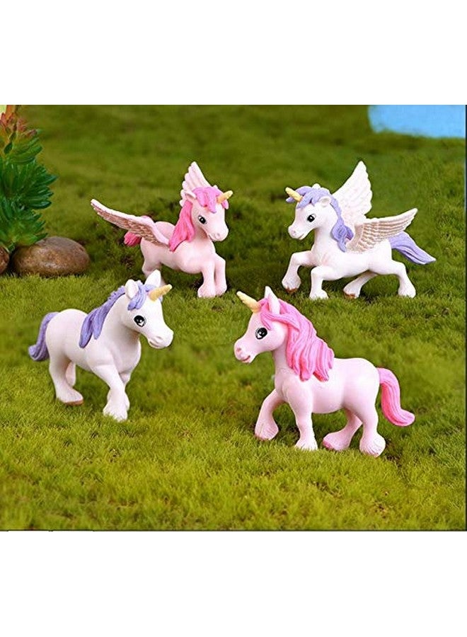Chocozone Pack Of 4 Cute Unicorn Miniatures Garden Decoration Gifts For Kids & Girlfriend - Image 1