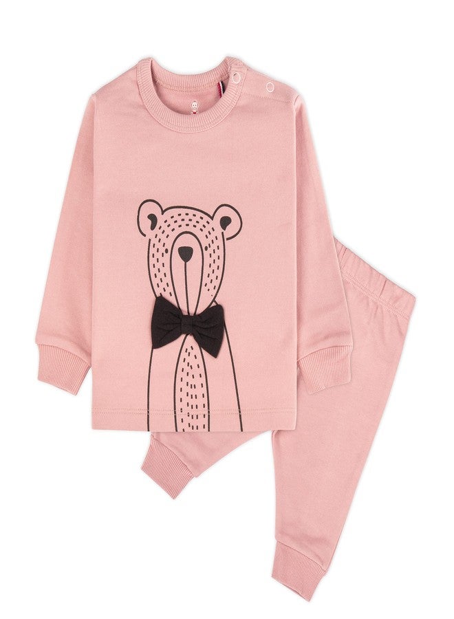 ARIEL Cotton Fleece Clothing Printed Pajama Sets For Boys & Girls - Unisex Winter Clothing Sets Full Sleeve T-Shirt & Pant, 18-24 Months, Multicolor - Image 1