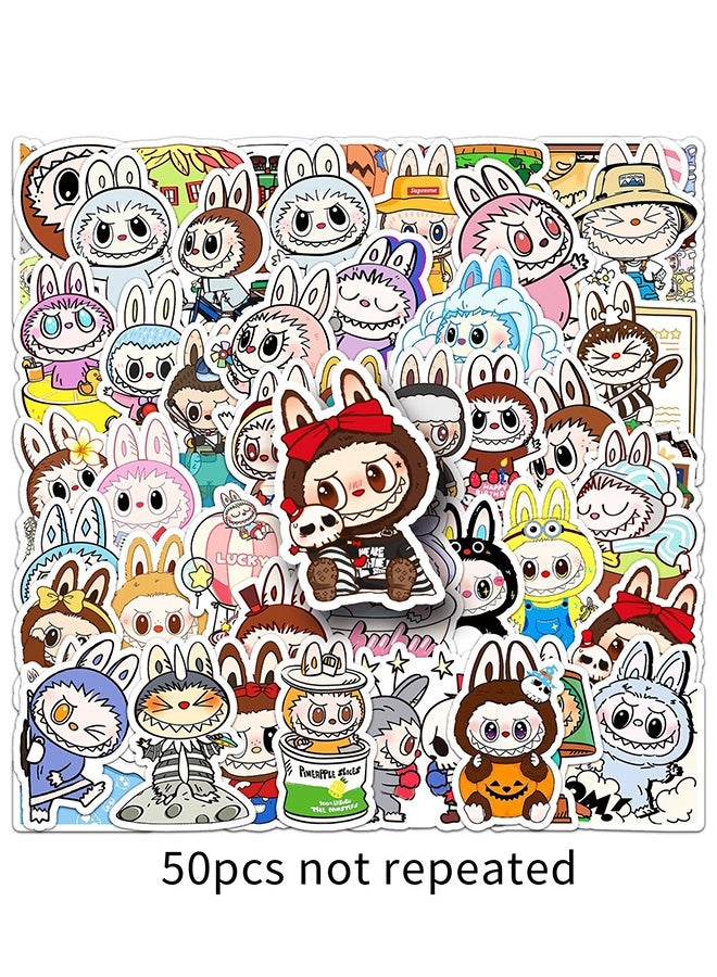 50 Pcs Labubu Cartoon Stickers for Teen Water Bottle, Cool Terror Labubu, Waterproof, Vinyl Decal for Kids Adult Girl Laptop, Skateboard, Phone, Guitar, Travel, Case, Bike Decoration - Image 1