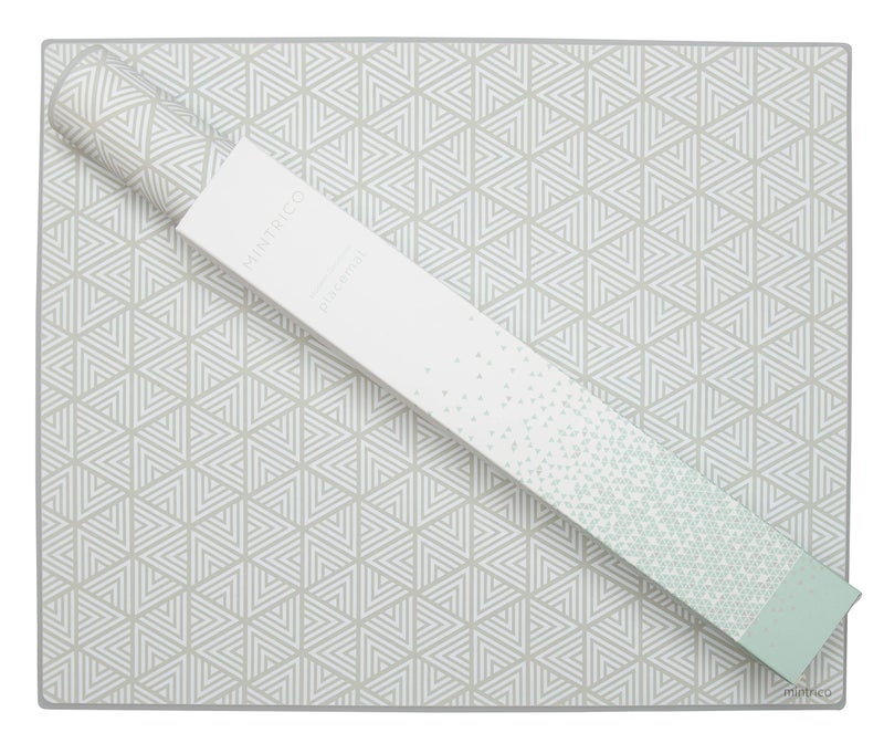 Mintrico placemat for Dining Table Set of 2 Silicone Heat Resistant Non Slip 2 White Triangle
