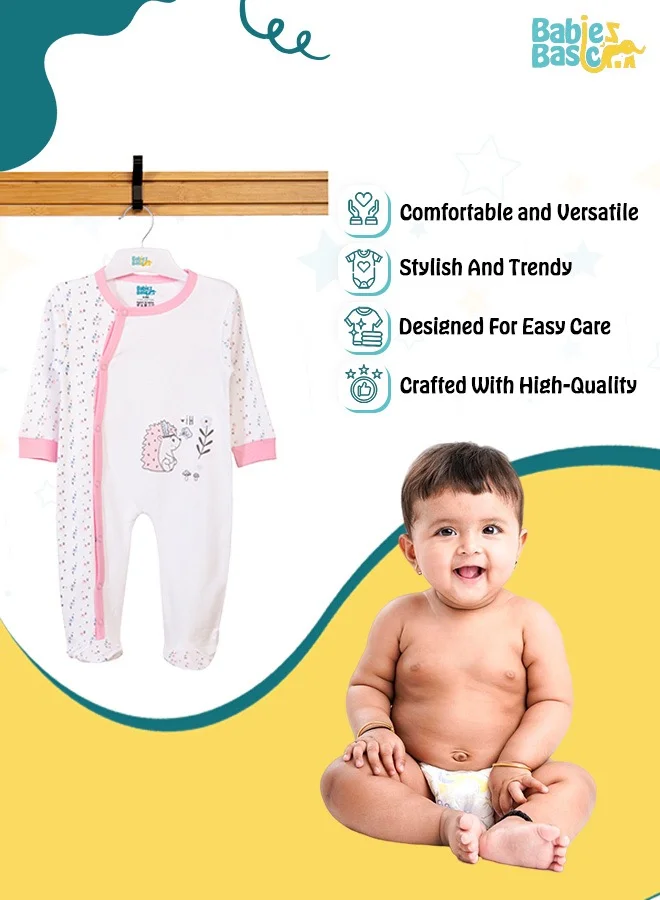 Babies Basic 100% Cotton Printed Long Sleeves Jumpsuit/Romper/Sleepsuit For Babies