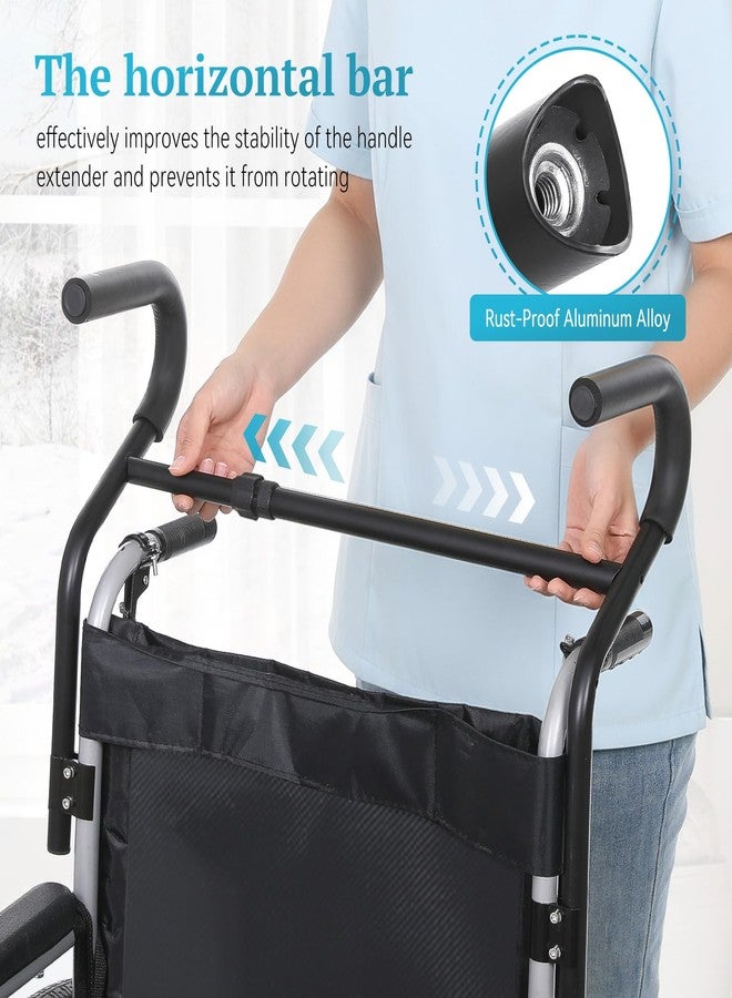 JFMkaer Wheelchair Handle Extender (500lbs Weight Capacity), Curved Handle/Ergonomic Design, Adjustable Wheel Chair Accessories, for Wheelchair, Rallator & Stroller - Image 3