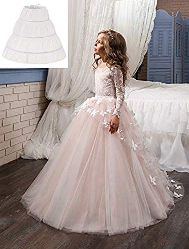 METEMEI Girls' 3 Hoops Petticoat Full Slip Flower Girl Crinoline Skirt - Image 3