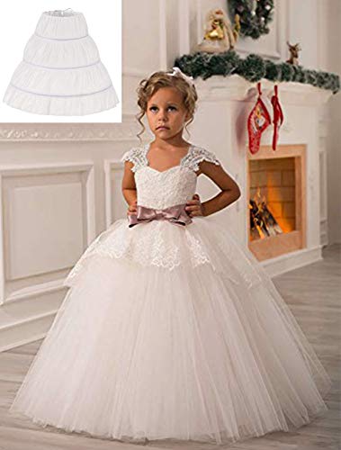 METEMEI Girls' 3 Hoops Petticoat Full Slip Flower Girl Crinoline Skirt - Image 5