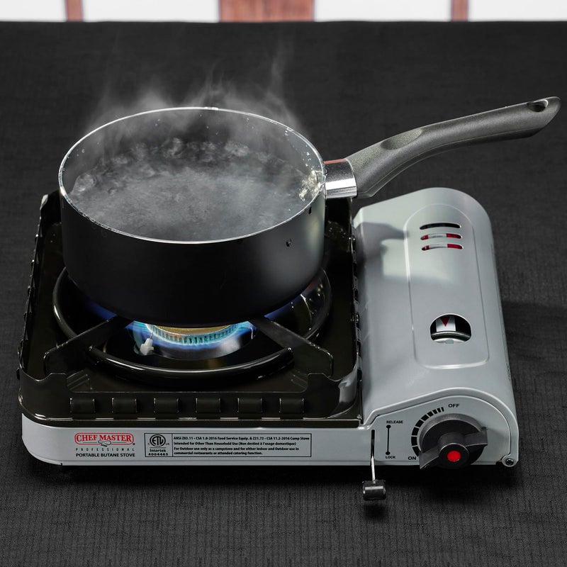 Chef-Master Chef Master 15,000 BTU Output Portable Butane Camping Stove, Peizo Click Ignition, Double Wind-Guard Portable Stove Burner for Emergencies, Tailgating, Hiking, Backpacking & Camping Essentials - 90019 - Image 3