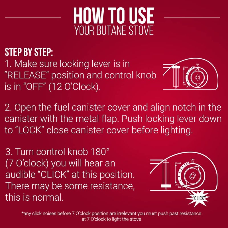 Chef-Master Chef Master 15,000 BTU Output Portable Butane Camping Stove, Peizo Click Ignition, Double Wind-Guard Portable Stove Burner for Emergencies, Tailgating, Hiking, Backpacking & Camping Essentials - 90019 - Image 4