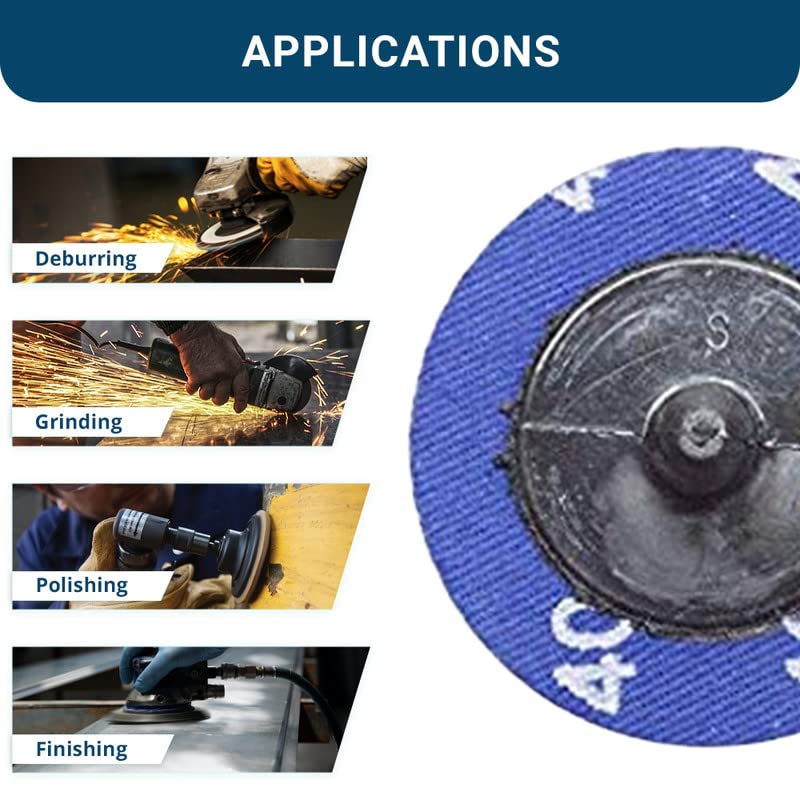 Benchmark Abrasives 2 Inch Sanding Discs Quick Change Zirconia - Male R Type Backing Drill & Die Grinder Sanding Disc for Deburring Polishing Rust Remover for Metal Paint Stripper (25 Pack), Mix Grit - Image 4