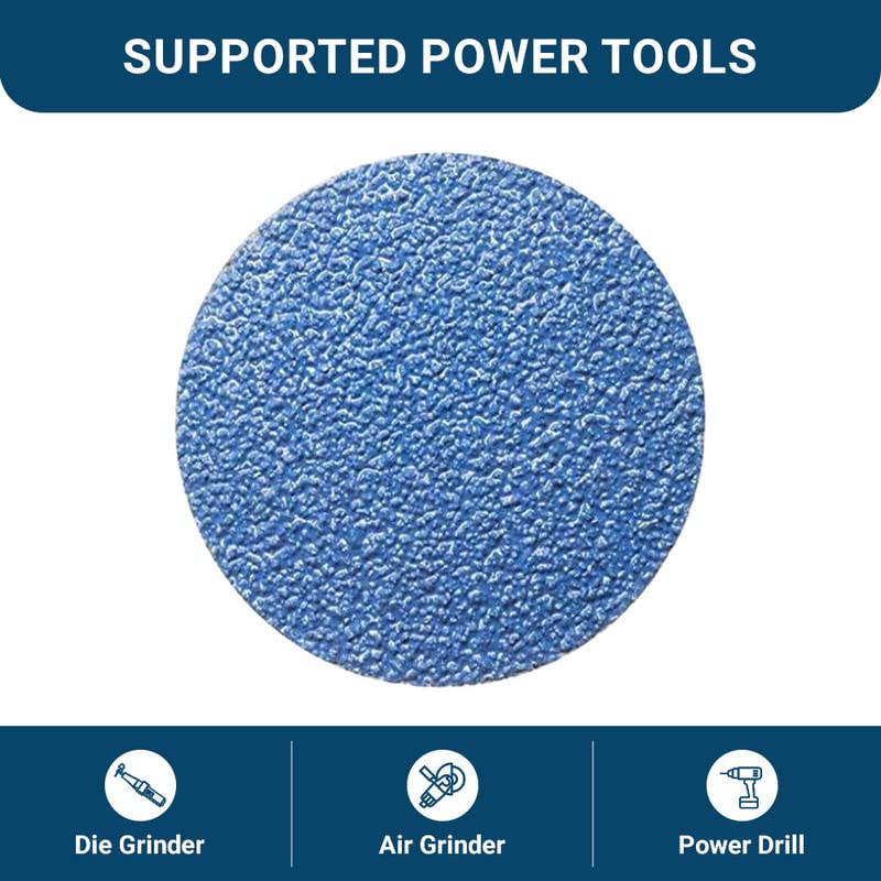 Benchmark Abrasives 2 Inch Sanding Discs Quick Change Zirconia - Male R Type Backing Drill & Die Grinder Sanding Disc for Deburring Polishing Rust Remover for Metal Paint Stripper (25 Pack), Mix Grit - Image 5