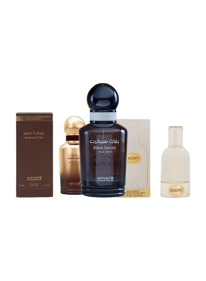  Al Majed Oud عطر بلاك سيكريت كلاسيك 100 مل، جوهرة العود وعطر بودري الأبيض - Image 1